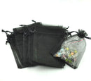 50 Organza Gift Bags, solid black, 9cm x 7cm, 3-1/2" x 2-3/4"  bag0008