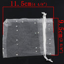 50 Organza Gift Bags, white with silver rainbow dots, 11.5cm x 9.5cm (4-1/2" x 3-3/4)  bag0007