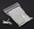 Bulk Package 300 Bright Silver Plated Metal Flat Head Pins 21/22 gauge, 2.5cm long (1" long)  pin0040