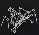 Bulk Package Bright Silver PLATED Metal Eye Pins 21/22 gauge, 4cm long (1-5/8" long)  . Pin0042
