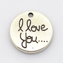 5 sets I Love You To the Moon and Back Pendant Charms, large crescent moon charms and silver circle disc, silver tone,  29x27mm, chs2188