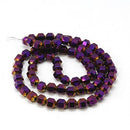 6mm Faceted Hexagon Hematite Loose Beads, PURPLE and GOLD titanium plated, 6x6mm (1/4") ghe0105