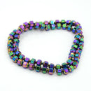 6mm Faceted Hexagon Hematite Loose Beads, RAINBOW titanium plated, 6x4mm, ghe0107