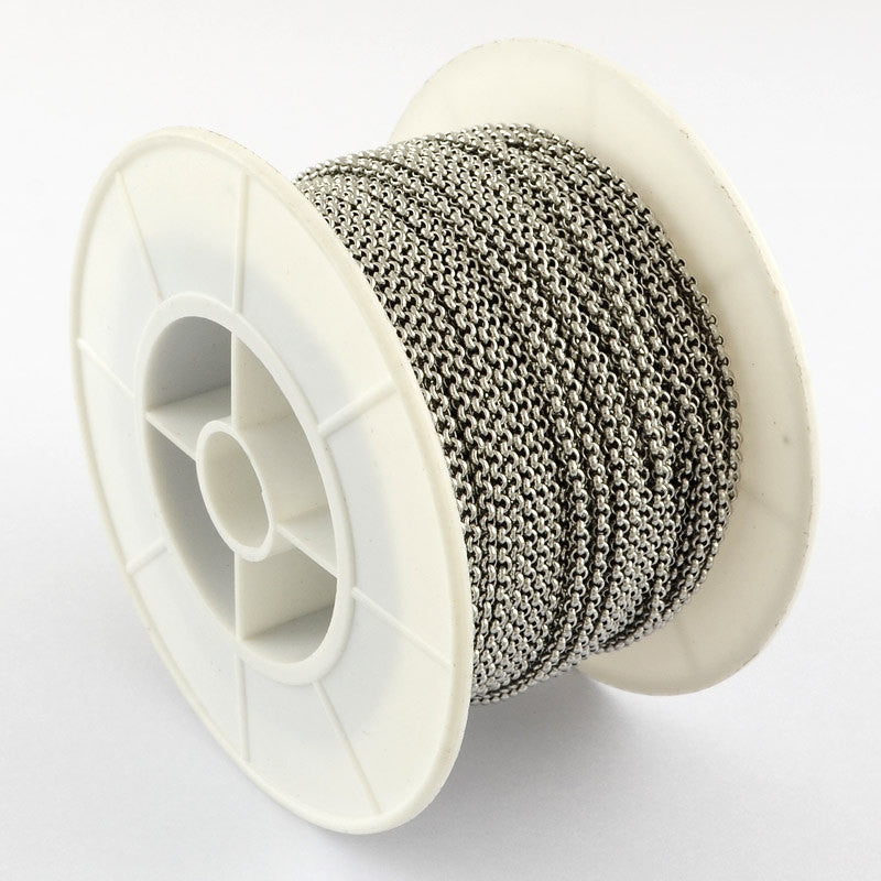 1 yard (3 feet) of STAINLESS STEEL ROLO Link Chain . round unsoldered