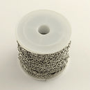 1 yard STAINLESS STEEL CABLE Link Chain, fine chain, thin chain, flat oval unsoldered links are 3mm x 2mm  fch0328a