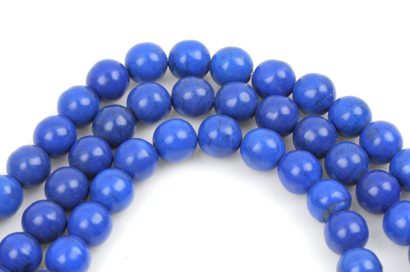 12mm Howlite Stone Beads ROUND Bal, ROYAL BLUE, full strand, how0269