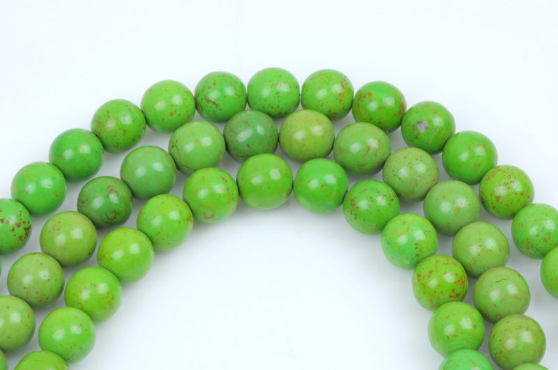 8mm Howlite Stone Beads ROUND Ball, KELLY GREEN, full strand, how0203
