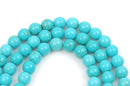 6mm Howlite Stone Beads ROUND Ball . TURQUOISE BLUE how0213