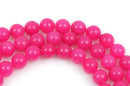 8mm FUCHSIA PINK Round Jade Gemstone Beads, full strand, about 49 beads gjd0132