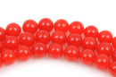 6mm WATERMELON RED Round Dyed Jade Gemstone Beads . 15.5" strand . about 60 beads gjd0026
