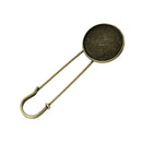 10 Bronze Metal Stick Pins, brooch pins, safety pins, fits 25mm (1") round cabochons bezel tray, shawl scarf pins, fin0495