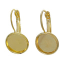 10 (5 pairs) bright gold plated cabochon bezel setting lever back earring components, fits 12mm round inside tray fin0498