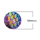 10mm MERMAID FISH SCALE Round Resin Metallic Cabochons, mixed colors, 10 pieces, 3/8"  cab0396
