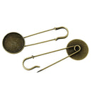 10 Bronze Metal Stick Pins, brooch pins, safety pins, fits 25mm (1") round cabochons bezel tray, shawl scarf pins, fin0495