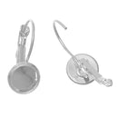 10 (5 pairs) silver tone cabochon bezel setting lever back earring components, fits 8mm round inside tray fin0499