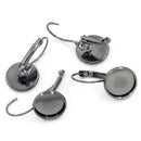 10 (5 pairs) gunmetal cabochon bezel setting lever back earring components, fits 12mm round inside tray fin0505