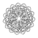 5 Filigree Round Findings, Antiqued Silver Metal, Large Round Shapes, Blanks, flat thick findings jewelry, crafts, 2-1/8" diameter fil0058