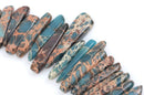 Teal Blue Green AQUA TERRA JASPER Gemstone Stick Beads, 1/2" to 1-1/2" about 1/4" wide, gemstone, full strand,  about 75 beads,  gja0092