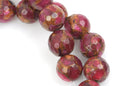 10mm RUBY RED Composite Golden Quartz Round Beads, faceted, 1 strand, gmx0030