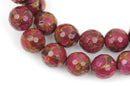 8mm RUBY RED Composite Golden Quartz Round Beads, faceted, 1 strand, gmx0034