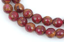10mm RUBY RED Composite Golden Quartz Round Beads, faceted, 1 strand, gmx0030