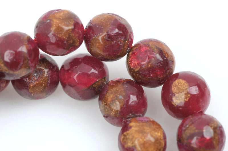 8mm RUBY RED Composite Golden Quartz Round Beads, faceted, 1 strand, gmx0034