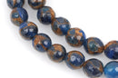 10mm ROYAL BLUE Composite Golden Quartz Round Beads, faceted, 1 strand, gmx0032