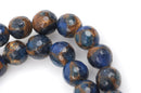 8mm ROYAL BLUE Composite Golden Quartz Round Beads, faceted, 1 strand, gmx0037