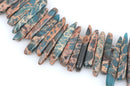 Teal Blue Green AQUA TERRA JASPER Gemstone Stick Beads, 1/2" to 1-1/2" about 1/4" wide, gemstone, full strand,  about 75 beads,  gja0092