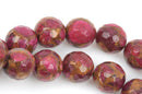 10mm RUBY RED Composite Golden Quartz Round Beads, faceted, 1 strand, gmx0030