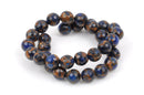 8mm ROYAL BLUE Composite Golden Quartz Round Beads, faceted, 1 strand, gmx0037