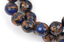 10mm ROYAL BLUE Composite Golden Quartz Round Beads, faceted, 1 strand, gmx0032