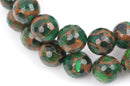 8mm EMERALD GREEN Composite Golden Quartz Round Beads, faceted, 1 strand, gmx0036