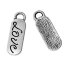 10 Antique Silver Script LOVE OVAL Charms, Small Stamped Tags, chs2220