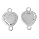 5 Stainless Steel Vertical Double HEART CONNECTOR Link Charms, silver tone, 2 hole connector charms, chs2230