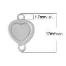 5 Stainless Steel Vertical Double HEART CONNECTOR Link Charms, silver tone, 2 hole connector charms, chs2230