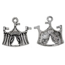5 Silver Metal ANTIQUE CIRCUS Tent Charm Pendants  chs2221