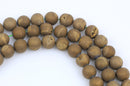 2 Round Beads, Titanium Coated Crystal DRUZY AGATE, bronze gold color  14mm gdz0035