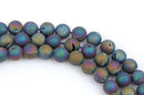 10mm DRUZY QUARTZ Round Beads, Titanium Coated Geode Round Beads, rainbow purple, gold, blue color,  full strand gdz0124