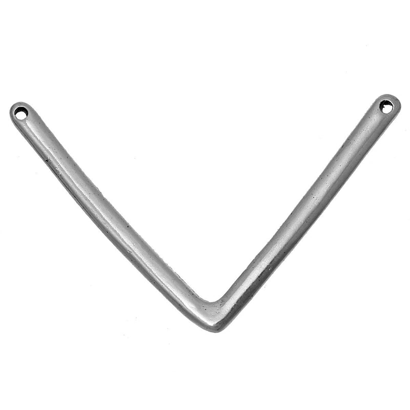 10 V-SHAPED Chevron Metal Bar Connectors, Antique Silver Tone, 1.5" across chs2225