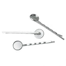Silver Tone Metal Bobby Pins Hair Clips with bezel tray, fits 12mm round cabochons in bezel tray, 10 pieces, fin0508
