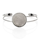 1 BANGLE Cuff Bracelet with 25mm (1") Round Bezel Tray, silver tone metal, for Cabochon Setting, 25mm (1 inch) fin0509a