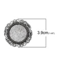 5 Silver Circle Round Brooch Pin with Filigree Bezel Cabochon Tray, 1" Bezel Tray (fits 25mm) pin blanks, pin0091a
