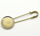 10 Bronze Metal Stick Pins, brooch pins, safety pins, fits 20mm (3/4") round cabochons bezel tray, shawl scarf pins, fin0510