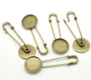 10 Bronze Metal Stick Pins, brooch pins, safety pins, fits 20mm (3/4") round cabochons bezel tray, shawl scarf pins, fin0510