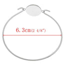 1 BANGLE Wire Bracelet with 16mm (5/8") Round Bezel Tray, silver tone metal, for Cabochon Setting, fin0513
