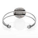 1 BANGLE Cuff Bracelet with 25mm (1") Round Bezel Tray, silver tone metal, for Cabochon Setting, 25mm (1 inch) fin0509a