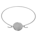 1 BANGLE Wire Bracelet with 16mm (5/8") Round Bezel Tray, silver tone metal, for Cabochon Setting, fin0513