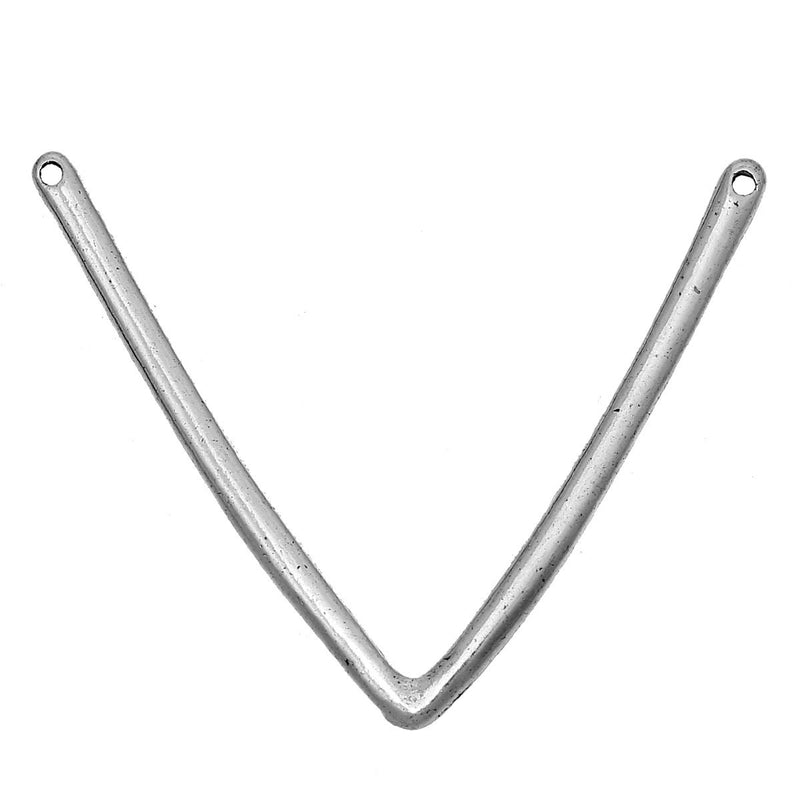 10 V-SHAPED Chevron Hammered Metal Bar Connectors, Antique Silver Tone, 2" across chs2233