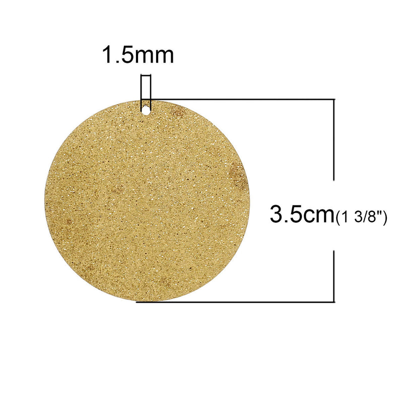 5 STARDUST CIRCLE Charms, Distressed Brass Gold Metal Round Pendant  35mm, chg0353